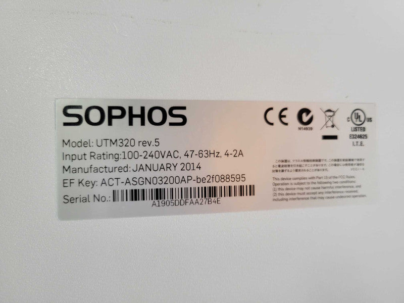SOPHOS UTM320 REV.5 SWITCH ETHERNET 8 PORT 10/100/1000 READ _
