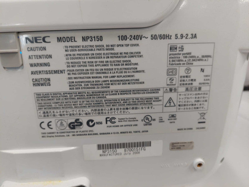 NEC Projector Model: NP3150