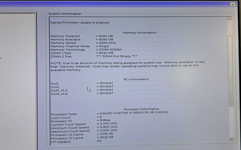 Dell OptiPlex 3060 SFF Core i5-8500 @ 3.00GHz 8GB DDR4 256GB SSD )