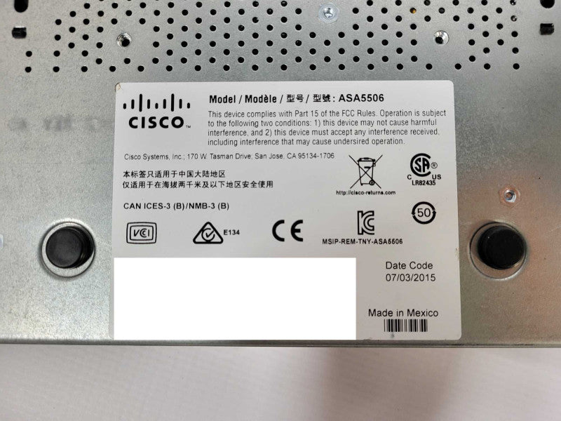 Cisco 5506-X 8-Port GbE Adaptive Security Appliance No AC $