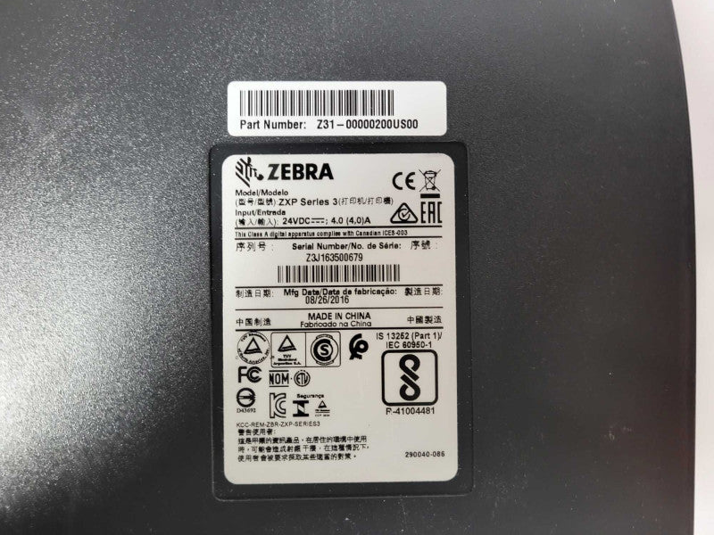Zebra ZXP Series 3 Dual Sided ID Card Printer USB Ethernet | No AC Adapter $