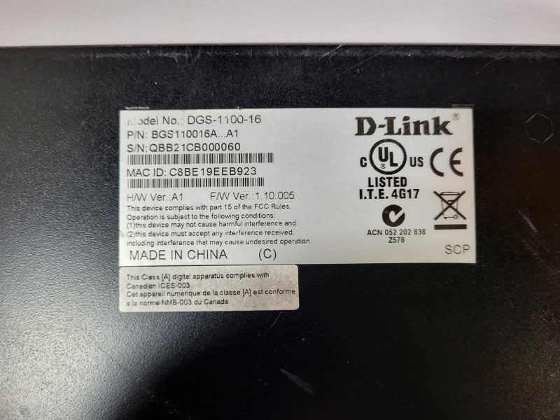 D-Link DGS-1100-16 16-Port Gigabit Ethernet Rack-Mountable Unmanaged Switch $