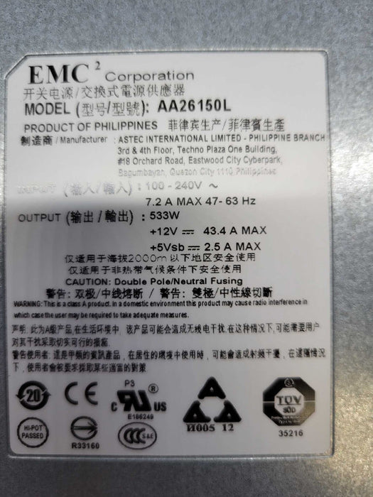 EMC Corporation EAE 046-004-218_06 Storage Array w 2 SAS Modules, 2 533W PSUs Q