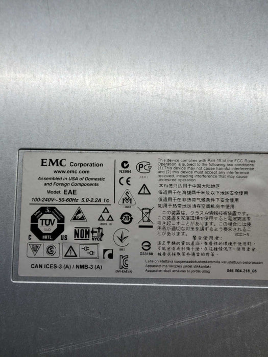EMC Corporation EAE 046-004-218_06 Storage Array w 2 SAS Modules, 2 533W PSUs Q