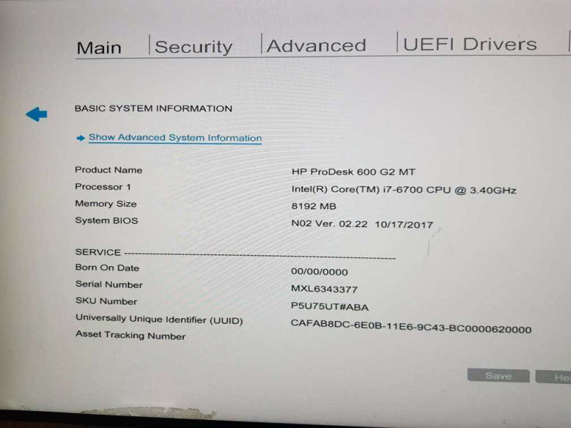 HP ProDesk 600 G2 MT i7-6700 CPU @ 3.40GHz 8GB DDR4 RAM Q