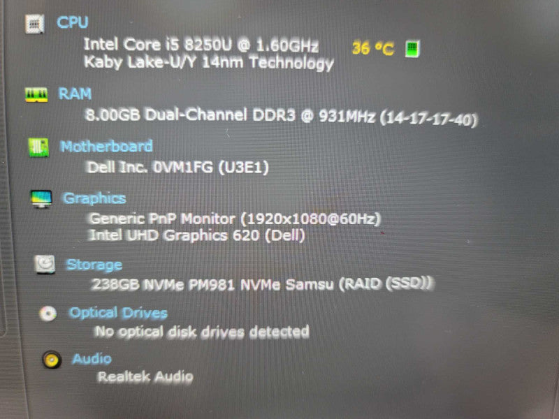 Dell XPS 13 9370 i5-8250U @ 1.60GHz, 8GB DDR4, 256GB M.2 Î²
