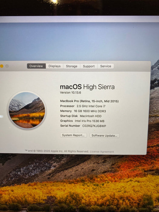 Apple MacBook Pro Retina 15\\" Mid 2015 i7-4870HQ Radeon R9 M370X 2GB 16GB RAM 256GB SSD