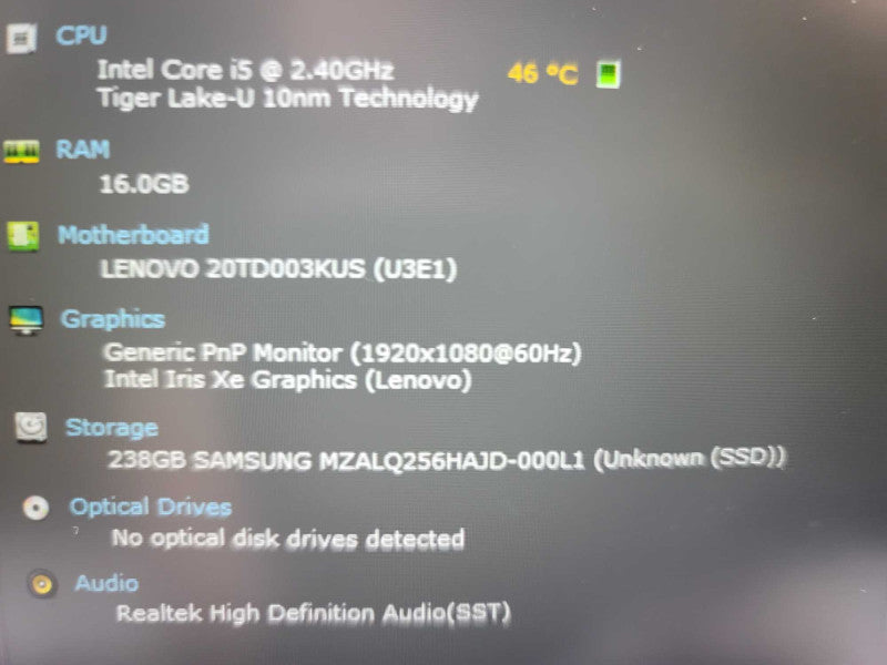Lenovo ThinkPad E15 Gen 2 i5-1135G7 @ 2.40GHz, 16GB DDR4, 256GB m.2  Î²