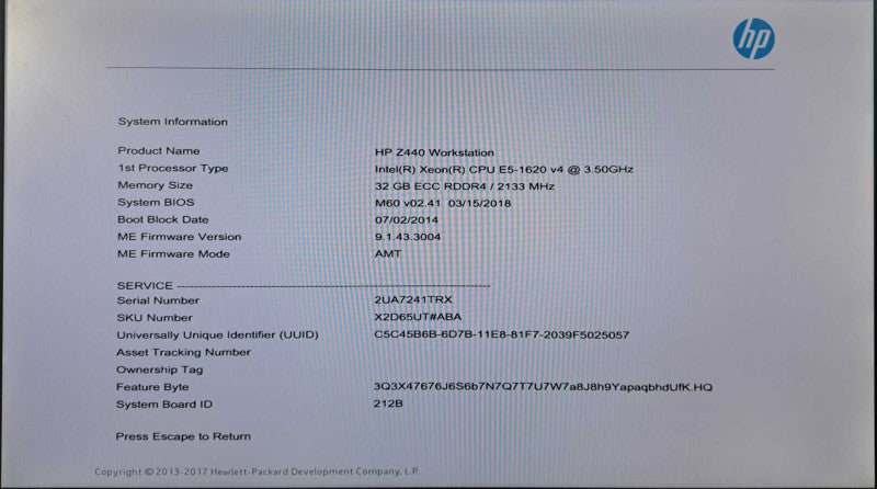 HP Z440 Workstation Xeon E5-1620 v4 @ 3.50GHz 32GB DDR4 Quadro K620 GPU )