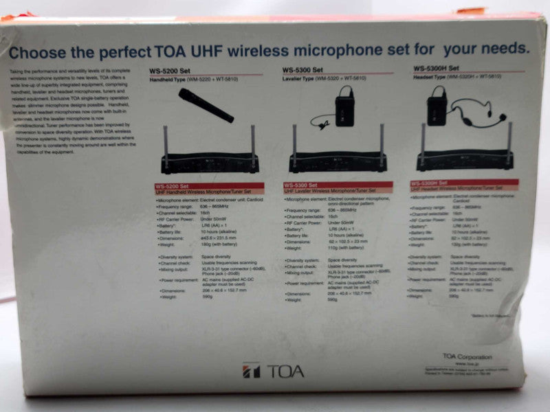 New Open-Box TOA WS-5300 A01US UHF wireless Microphone system _