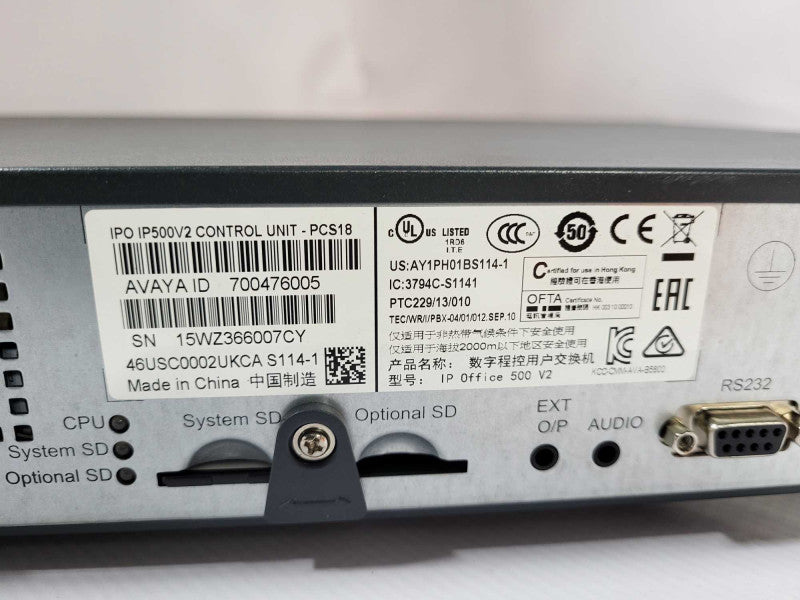 Avaya IP Office 500 V2 700476005 Control Unit 700431778 700504031 700504 $