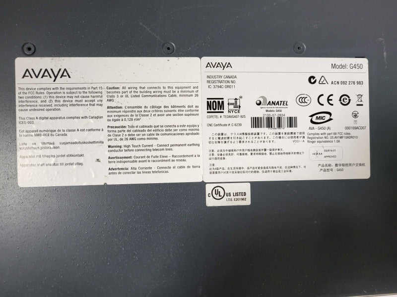 Avaya G450 Media Gateway 2x MM711 1x MM710B $