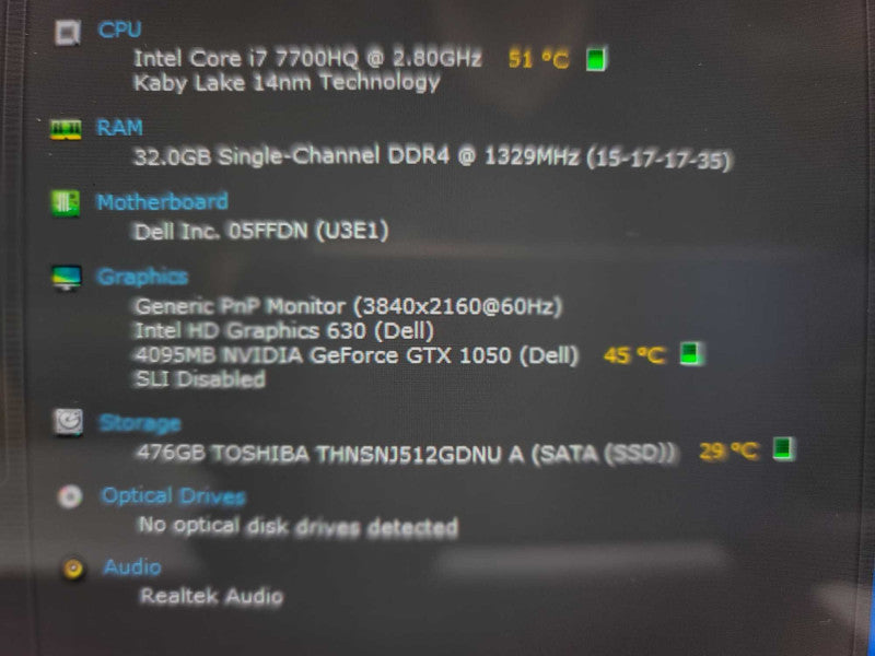 Dell XPS 15 9560  Touch Screen  I7-7700HQ, 4GB GTX 1050, 32GB DDR4, 512GB m.2 Î²