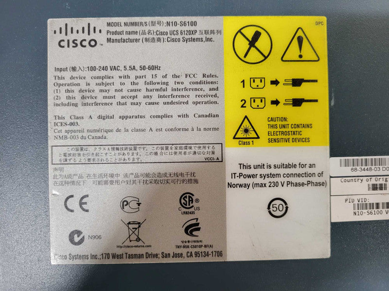 CISCO UCS 6120XP 20 Port 10G SFP+ Switch Fabric Interconnect 2x PSU Q$