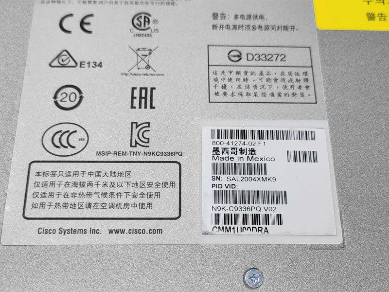 Cisco Nexus N9K-C9336PQ 36 Port Nexus 40G ACI Spine Switch 2x PSU, READ _