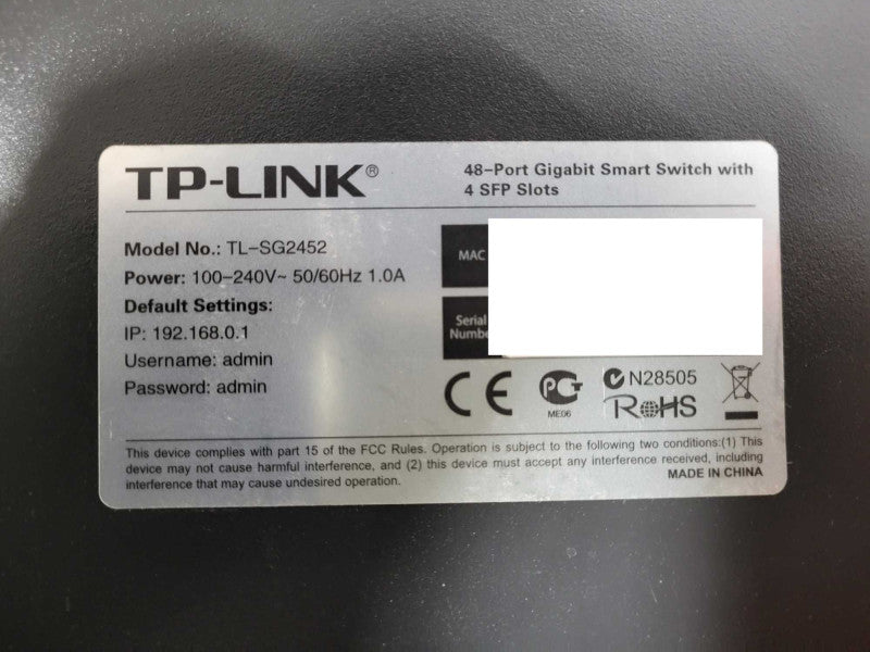 TP-Link TL-SG2452 48 Port Smart Switch $