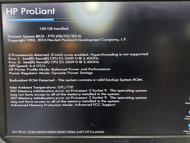 HP proliant DL380p Gen8 2x Xeon E5-2609 @ 2.40ghz / 120gb ram / P420i raid #