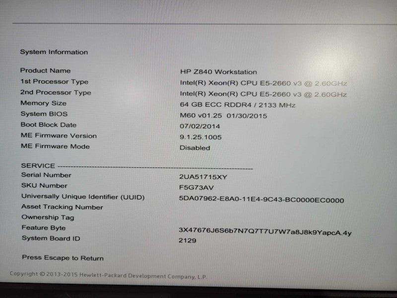 HP Z840 Workstation 2x Xeon E5-2660 v3 @ 2.60GHz 64GB DDR4 GTX 980Ti !
