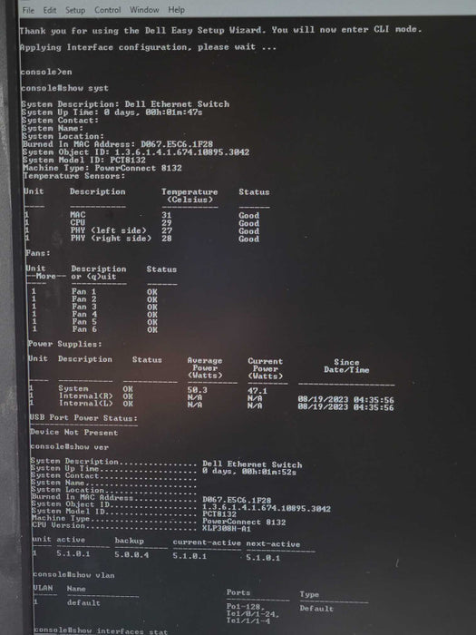 Dell Powerconnect 8132 24-Port Ethernet Network Switch, Factory reset _