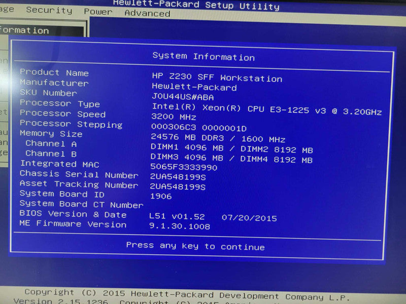 HP Z230 SFF WS - Xeon E3-1225v3 | 24GB RAM| NO HDD | IGPU