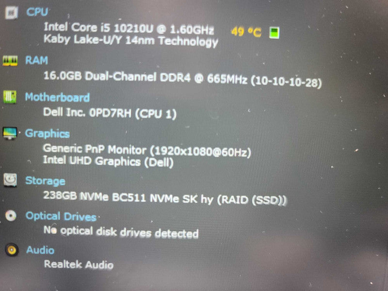 Dell Latitude 3510 i5-10210U @ 1.60GHz, 16GB DDR4, 256GB m.2  Î²