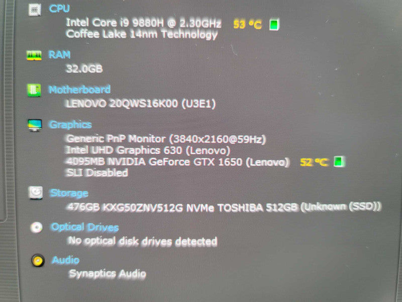 Lenovo ThinkPad X1 Extreme Gen 2 i9-9880H, 32GB DDR4, 4GB GTX 1650, 512GB m.2 Î²