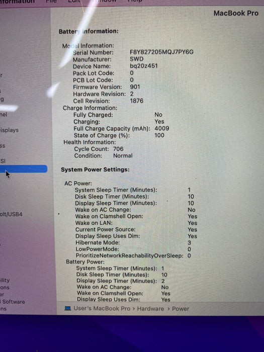 Apple MacBook Pro 13\\" 2018 TouchBar i5-8259U 16GB RAM 512GB SSD No AC Adapter