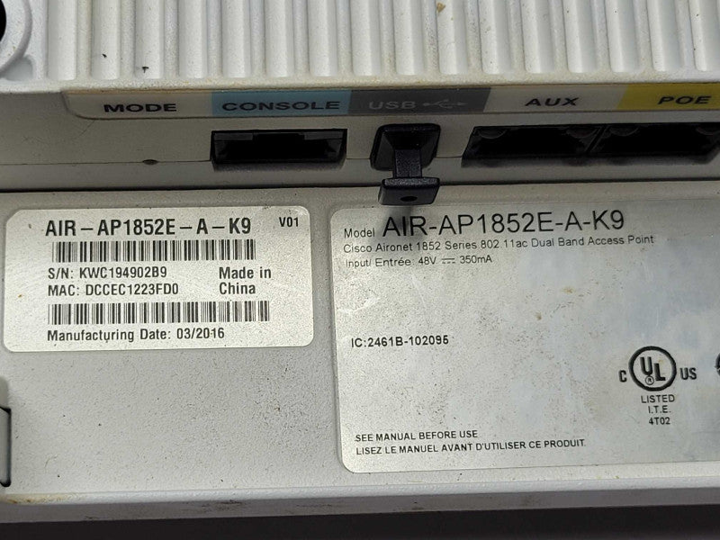 Cisco AIR-AP1852E-A-K9 Aironet 1852 SERIES 802.11AC Dual Band access point _