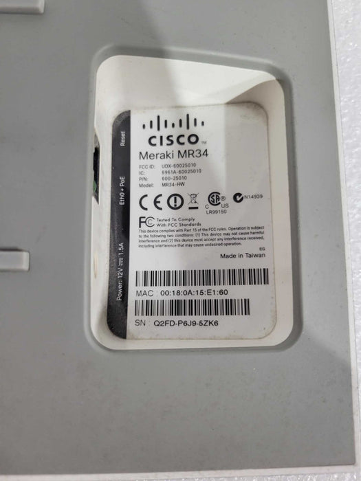 Cisco Meraki MR34-HW Cloud-Managed Access Point UNCLAIMED Q!