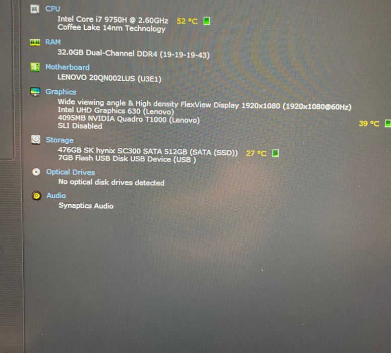 Lenovo ThinkPad P53 Laptop i7-9750H QUADRO T1000 4GB 32GB RAM 512GB SSD READ!