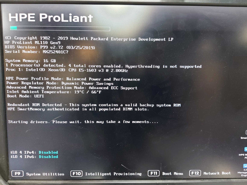 HP Proliant ML110 Gen9 Xeon E5-1603 V3 @ 2.80ghz / 16gb ram / B140i raid #