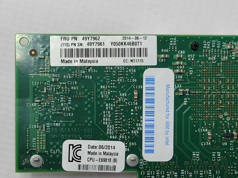 IBM Intel x520 Dual Port 49Y7962 10GbE SFP+ Adapter High Profile Q_