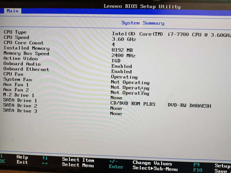 Lenovo ThinkCentre M710S i7-7700 CPU @ 3.60GHz 8GB DDR4  Q