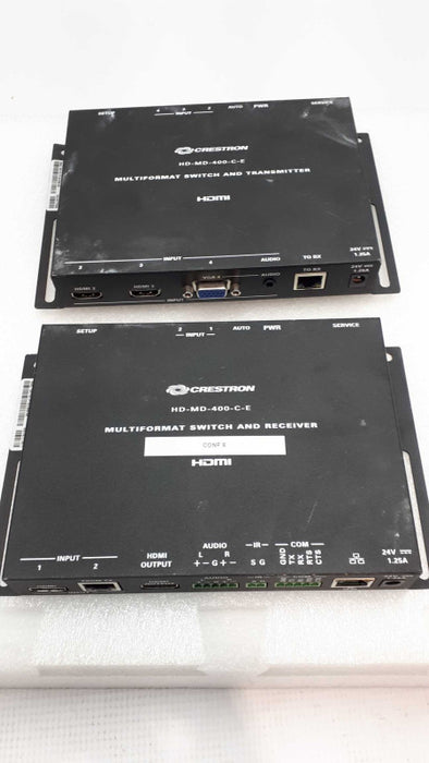CRESTRON HD-MD-400-C-E TRANSMITTER AND RECEIVER COMBO 6507781 &