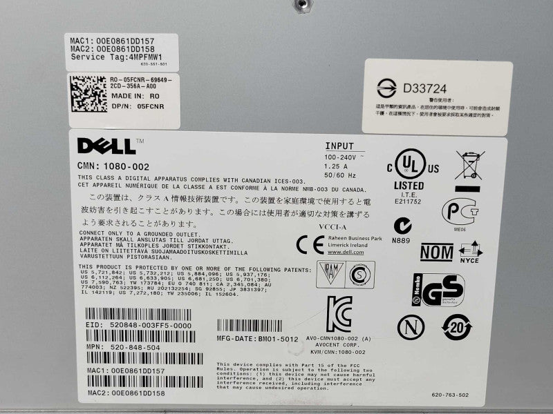Dell KVM 2162DS 16 Port Remote Console Switch 5FCNR, READ _