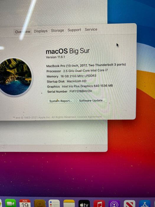 Apple MacBook Pro 13\\" 2017 i7-7660U 16GB RAM 256GB SSD NO POWER ADAPTER/READ!
