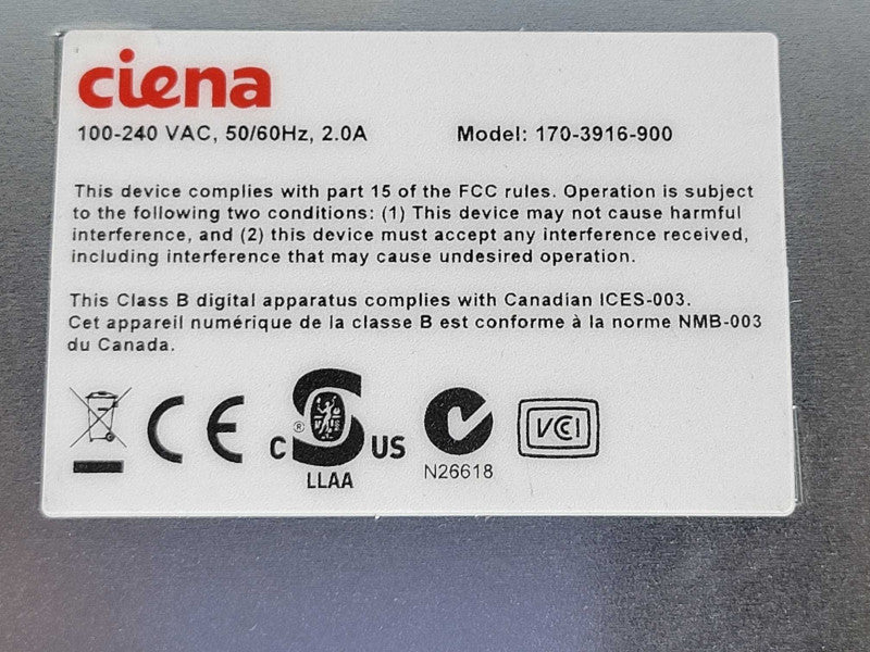 Ciena 3916 series Service Switch 170-3916-900, Read _