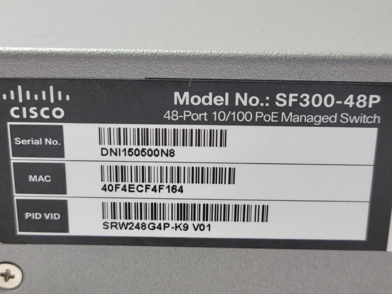 Cisco SF300-48P 48-Port 10/100 PoE Managed Switch SRW248G4P-K9 _