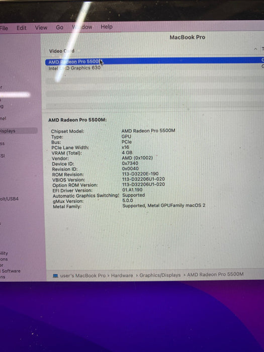 Apple MacBook Pro 16\\" 2019 Touchbar i9-9880H Radeon Pro5500M 32GB 1TB READ