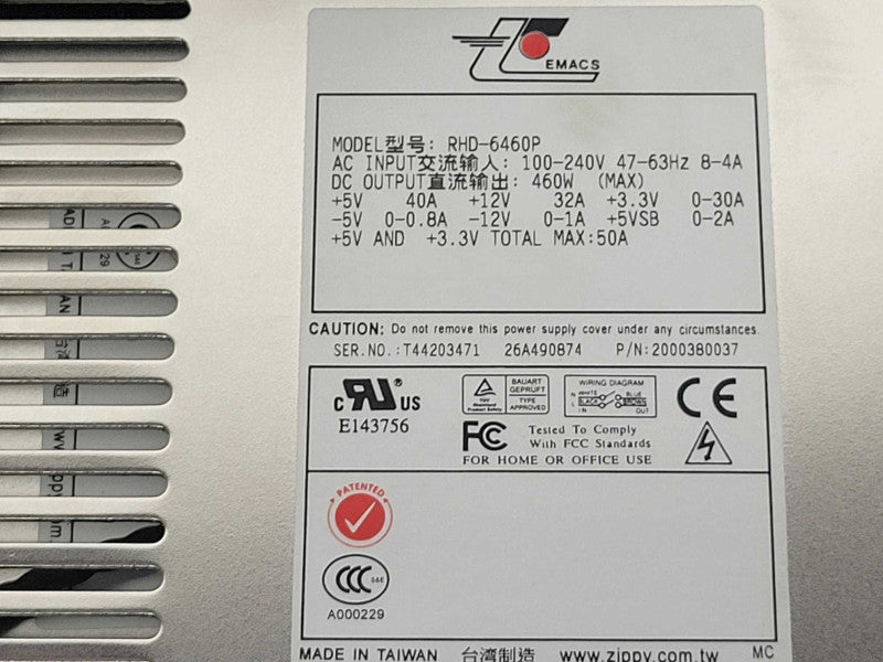 Zippy Emacs RHD-6460P 460W Redundant Power Supply _