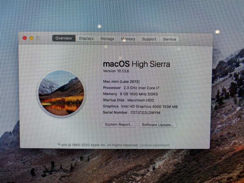 Apple Mac mini Late 2012 Intel Core i7-3615QM @2.3GHz 8GB RAM 1TB SSD