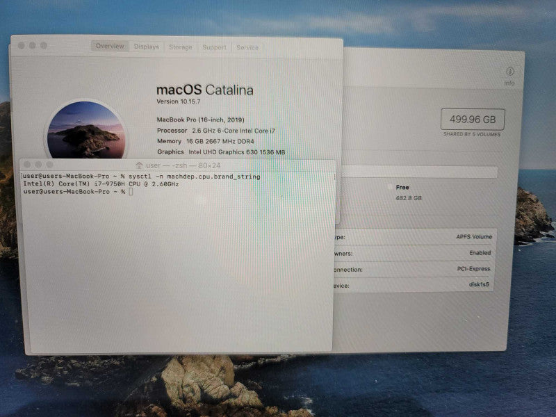 MacBook Pro 16\\" 2019 (A12141) i7-9750, 16GB DDR4, 500GB SSD *No adapter Î²
