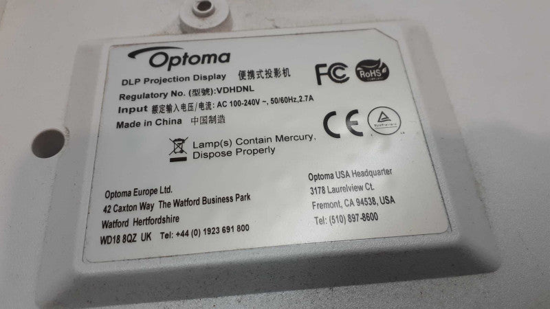 OPTOMA DLP PROJECTION DISPLAY - FULL 3D 1080P PROJECTOR - MODEL VDHDNL &