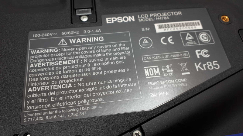 Epson PowerLite 1761W 3LCD WXGA HDMI LCD Projector / H478A &