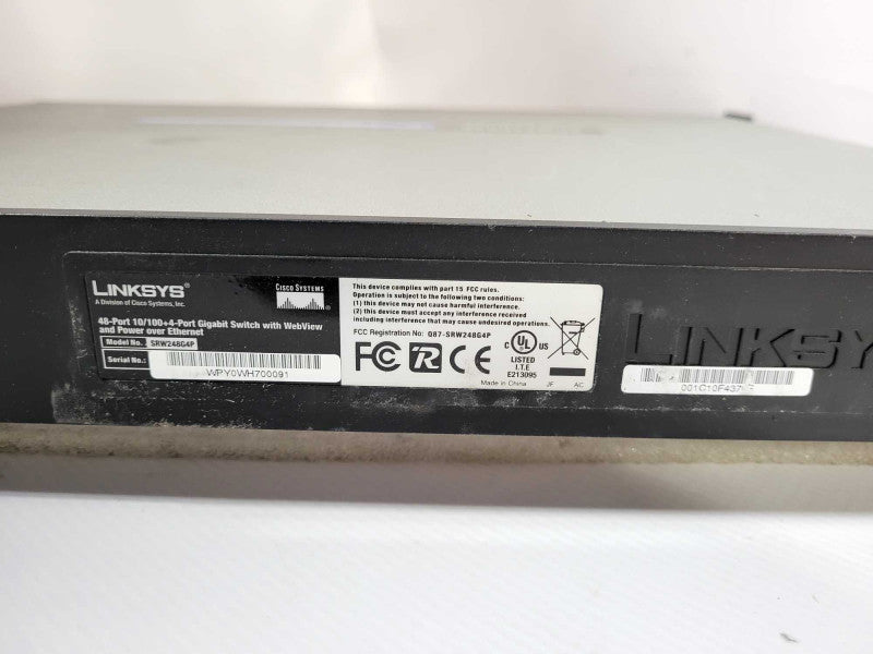Cisco SRW248G4P 48 10/100 ports + 4 Gigabit Ports Webview PoE Switch $