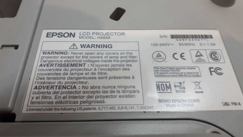H485A Epson PowerLite 480 3LCD Projector 3000 Lumens HD HDMI  &
