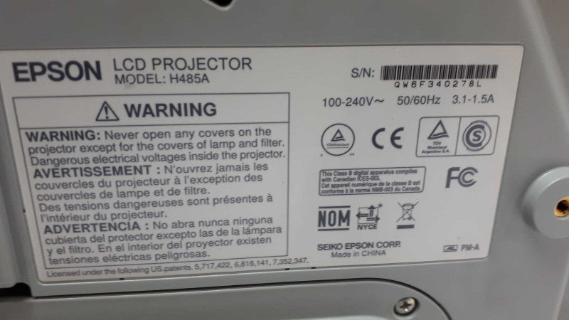 H485A Epson PowerLite 480 3LCD Projector 3000 Lumens HD HDMI &