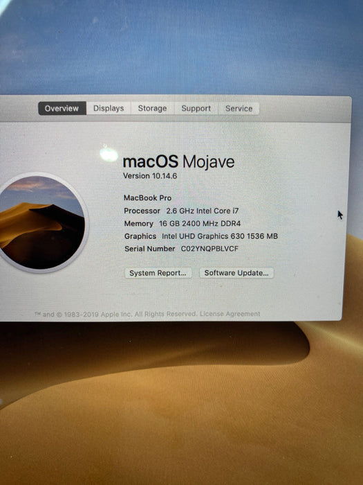 Apple MacBook Pro 15\\" 2019 TouchBar i7-9750H Radeon Pro 555X 16GB 256SSD READ