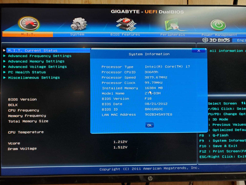 Gigabyte GA-Z77-D3H Motherboard with intel i7-3770k @ 3.50 GHZ, 16gb ddr3