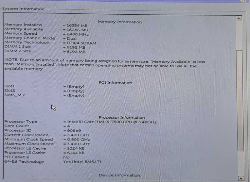 Dell OptiPlex 3050 SFF i5-7500 @ 3.40GHz 16GB DDR4 No HDD/OS )
